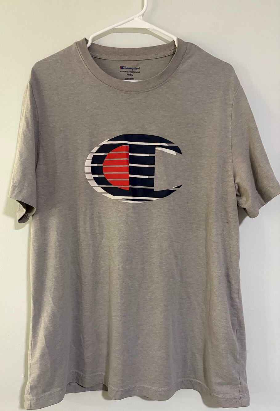 Champion Big C Logo Graphic T-Shirt Gray Men's XL Streetwear Tee